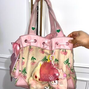 Juicy Couture Pink and Cream Tote with Heart Charm